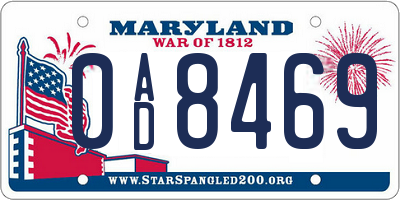 MD license plate 0AD8469