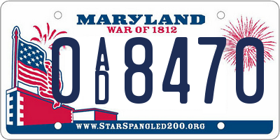 MD license plate 0AD8470