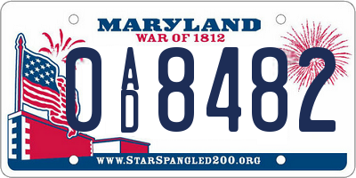 MD license plate 0AD8482