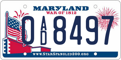 MD license plate 0AD8497