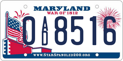 MD license plate 0AD8516