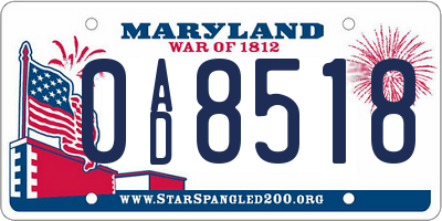 MD license plate 0AD8518