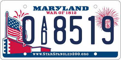 MD license plate 0AD8519