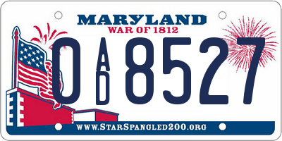 MD license plate 0AD8527