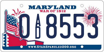 MD license plate 0AD8553