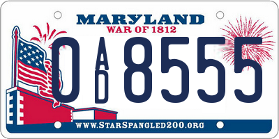 MD license plate 0AD8555