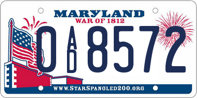 MD license plate 0AD8572