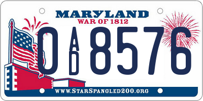 MD license plate 0AD8576