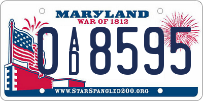 MD license plate 0AD8595