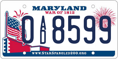 MD license plate 0AD8599