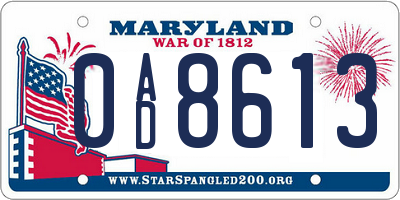 MD license plate 0AD8613