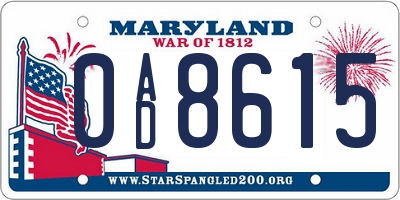 MD license plate 0AD8615