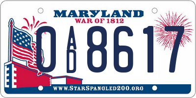 MD license plate 0AD8617
