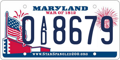 MD license plate 0AD8679