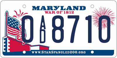 MD license plate 0AD8710