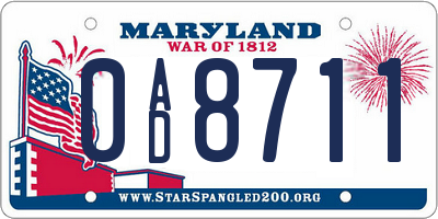 MD license plate 0AD8711