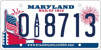 MD license plate 0AD8713