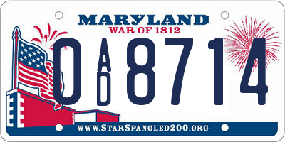 MD license plate 0AD8714