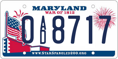 MD license plate 0AD8717