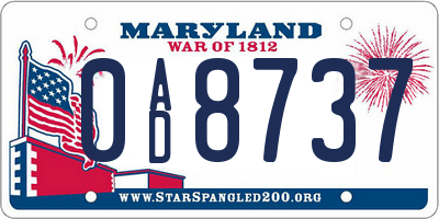 MD license plate 0AD8737