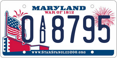 MD license plate 0AD8795