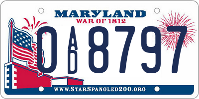 MD license plate 0AD8797