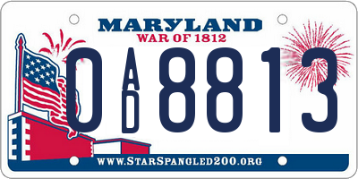 MD license plate 0AD8813