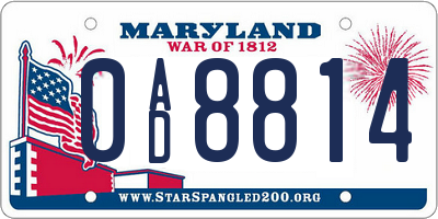 MD license plate 0AD8814