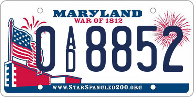 MD license plate 0AD8852