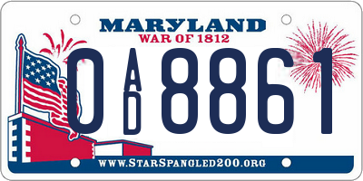 MD license plate 0AD8861