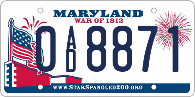 MD license plate 0AD8871
