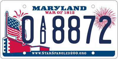 MD license plate 0AD8872