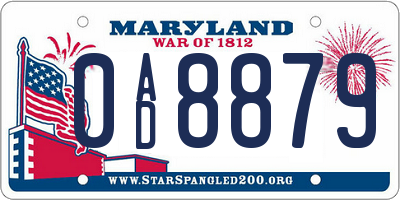 MD license plate 0AD8879