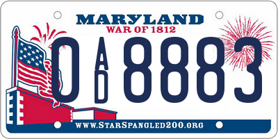 MD license plate 0AD8883