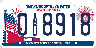MD license plate 0AD8918
