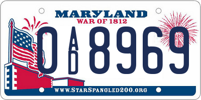MD license plate 0AD8969