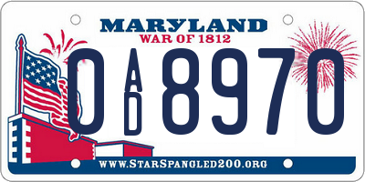 MD license plate 0AD8970