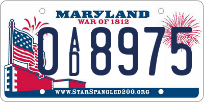 MD license plate 0AD8975