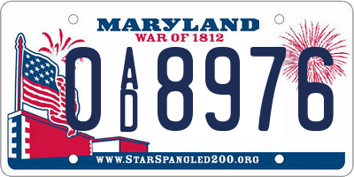 MD license plate 0AD8976