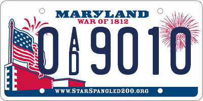 MD license plate 0AD9010