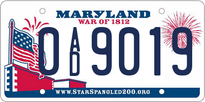 MD license plate 0AD9019