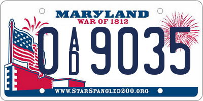 MD license plate 0AD9035