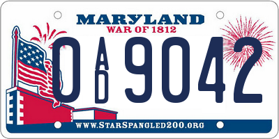 MD license plate 0AD9042