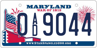 MD license plate 0AD9044