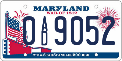 MD license plate 0AD9052