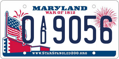 MD license plate 0AD9056