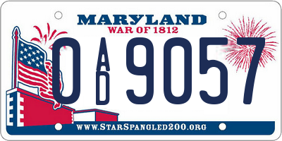 MD license plate 0AD9057
