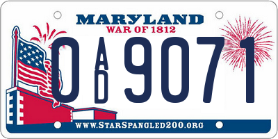 MD license plate 0AD9071