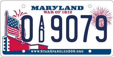 MD license plate 0AD9079
