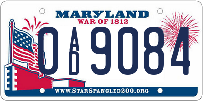 MD license plate 0AD9084